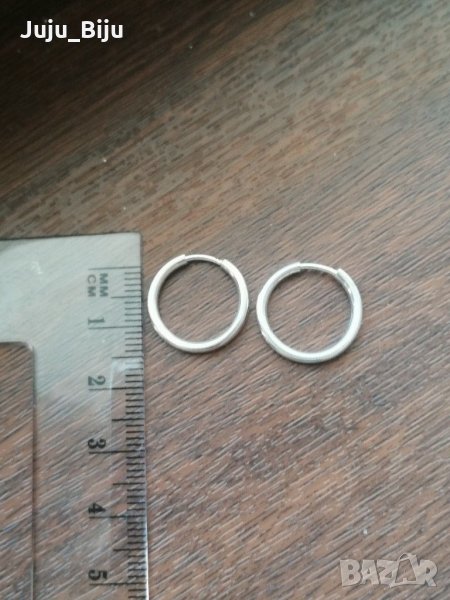 Сребърни обеци халки диаметър около 1,5см, снимка 1