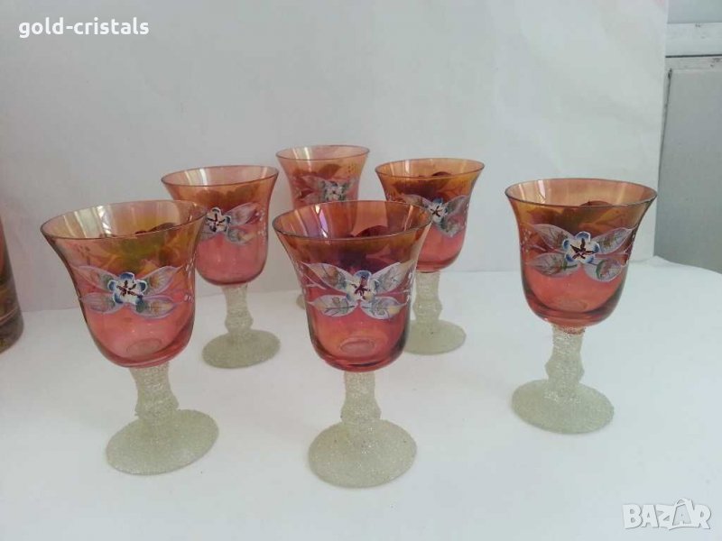 Ретро чаши Бохемия ръчно рисувани, снимка 1