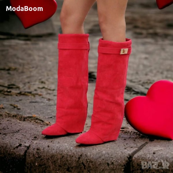 Велурени ботуши на платформа , снимка 1