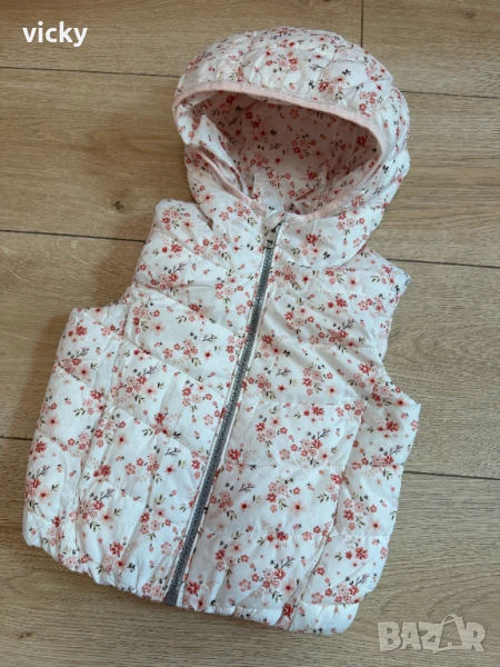 Бял елек/грейка с флорални мотиви, размер 86, снимка 1