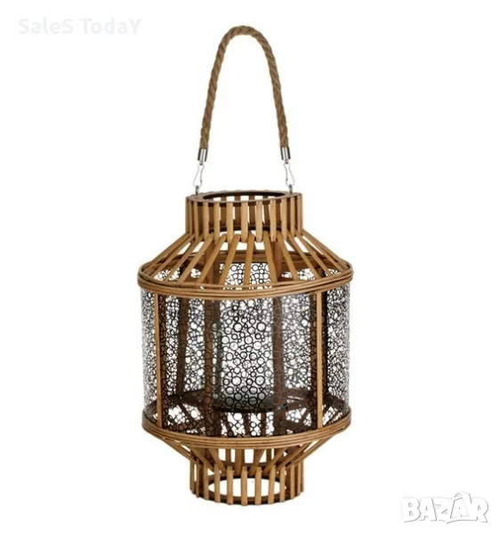 Фенер за градина/ тераса, дръжка от въже, 40см, снимка 1