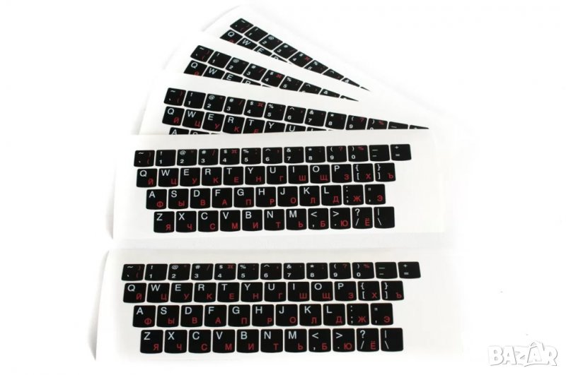Стикери за лаптоп клавиатура US+RUS /русский/черен мат, снимка 1