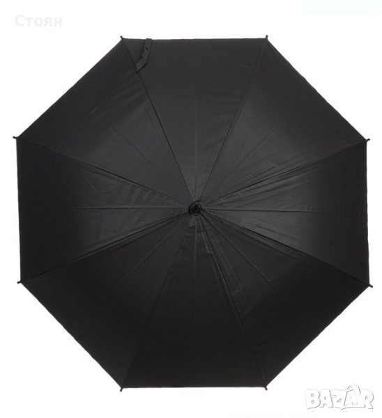 Чадър бастун за дъжд автоматичен черен 82 см, снимка 1