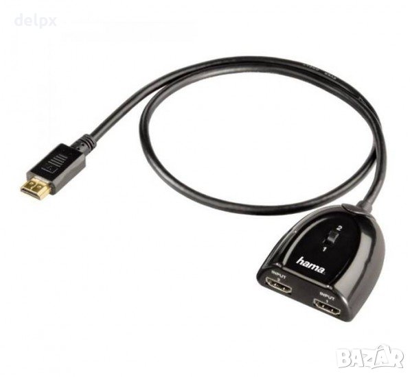 Кабел преходен HAMA с превключвател HDMI(м)/2xHDMI(ж) 0,5m, снимка 1