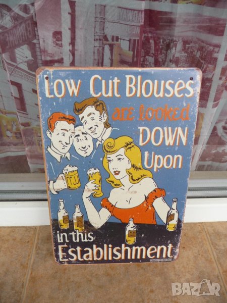 Метална табела бира ниско деколте привлича погледите бар    , снимка 1