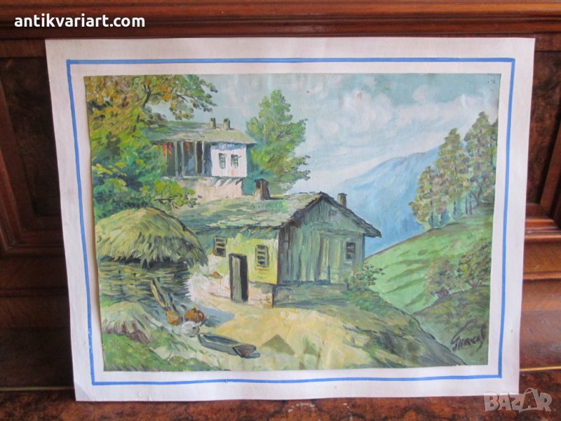 Стара картина,масло,картон, подпис- Танев, 48х37см., снимка 1