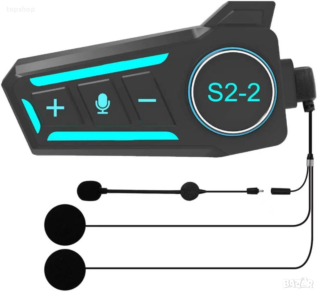 Нов VCOROS S2_2 Мотоциклетен интерком, Bluetooth комуникационна система за 2 души с обхват до 300 м, снимка 1