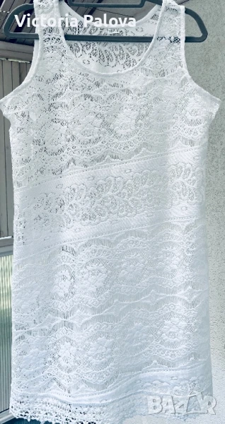 Бяла рокля индийска памучна дантела, снимка 1