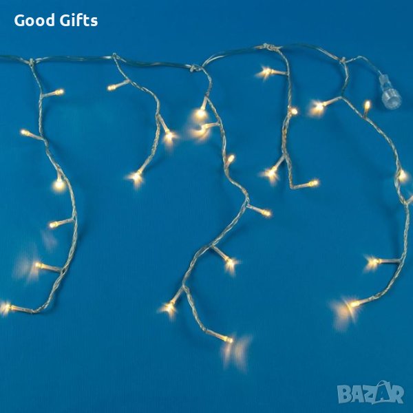 Коледни лампички Завеса, 200 LED, Топло бяло, Прозрачен кабел, снимка 1