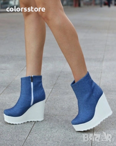 Боти на платформа - деним с бяло ходило - BNP1