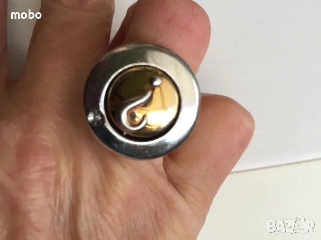 Сребърен пръстен със златисто с въпросителна,  общо тегло 19.00г  , снимка 1