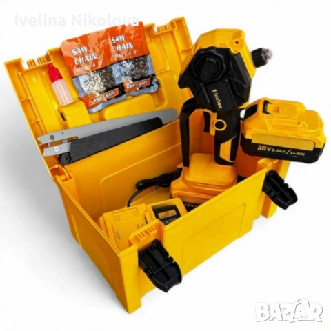 Акумулаторна Резачка 36V 8Ah с Шина 15 см – Трион с Автоматично Смазване и 2 Вериги, снимка 6 - Други инструменти - 52479957