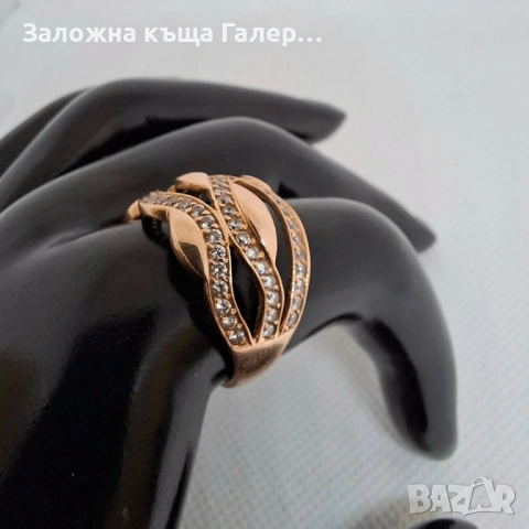 Златен пръстен с фианити, 5,28г – елегантност и блясък, снимка 7 - Пръстени - 54216442