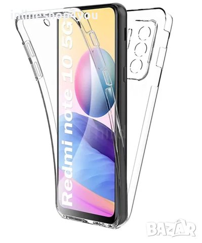 Прозрачен 360° Градуса Кейс за Xiaomi Redmi Note 10 5G, снимка 1