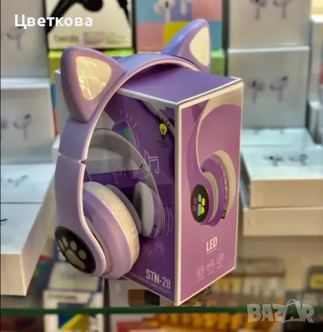 Котешки детски слушалки, Безжични, LED цветни светлини , снимка 6 - Безжични слушалки - 50013915