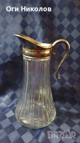 Кристална кана с  посребрен метален обков