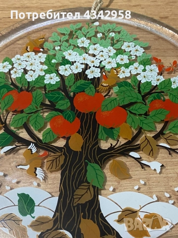 Витраж стиклопис 1970г. « Four Seasons Tree », снимка 2 - Антикварни и старинни предмети - 52583531