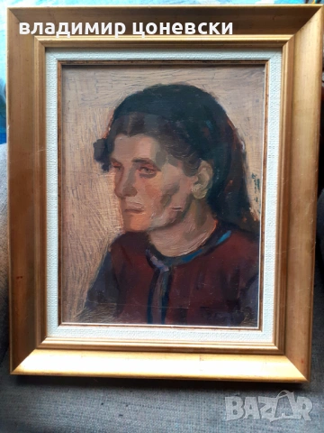 Георги Божков,портрет на стара жена,живопис,стара маслена картина