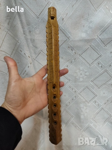 Традиционен народен инструмент „двоянка“ с дърворезба., снимка 3 - Антикварни и старинни предмети - 53291836