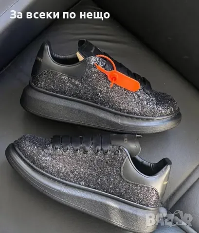 Alexander McQueen Дамски Черни Блестящи Маратонки👟Дамски Спортни Обувки Александър Макуин Код P536
