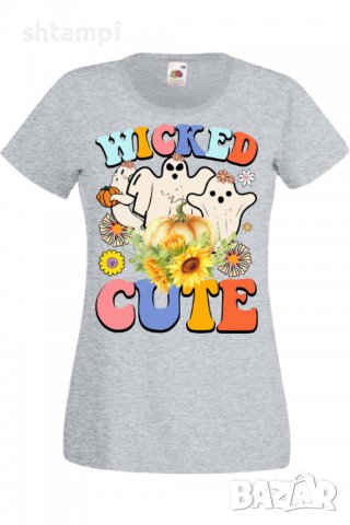Дамска тениска Wicked cute,Halloween,Хелоуин,Празник,Забавление,Изненада,Обичаи,, снимка 5 - Тениски - 38154530
