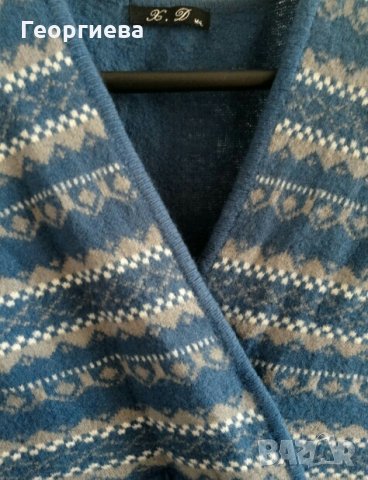 Топла, мека, красива синя рокля от плетиво, снимка 1
