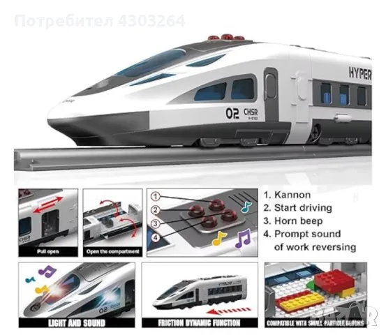 Играчка високоскоростно влакче, снимка 4 - Влакчета, самолети, хеликоптери - 48014244