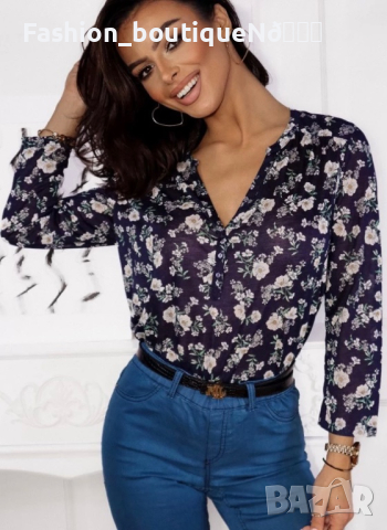 Нежна дамска риза на цветя  , снимка 3 - Блузи с дълъг ръкав и пуловери - 44701828