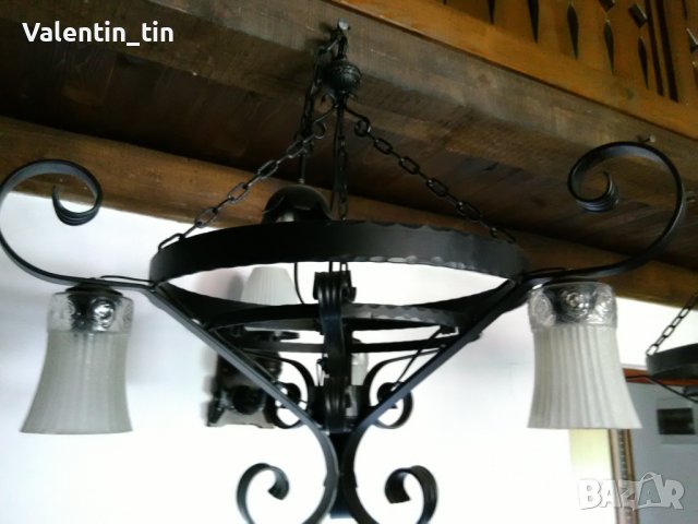 Полилей, абажур от ковано желязо два еднакви , снимка 5 - Лампи за таван - 33671464