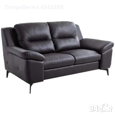 Комплект от триместен и двуместен диван от кафява естествена кожа, снимка 3 - Дивани и мека мебел - 51351352