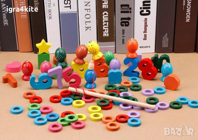 Дървена игра 4в1 с магнитни рибки Образователна и занимателна , снимка 6 - Образователни игри - 29942925