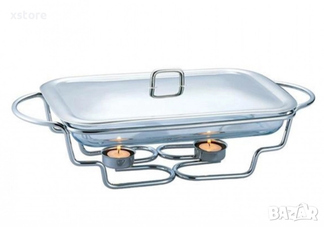 Съд за затопляне Bohmann, 3л. правоъгълен, 2свещи, Стоманен капак, Стъкло, Инокс, снимка 4 - Други - 52697036