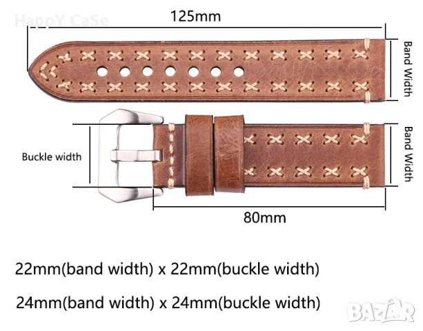 HAND MADE Кожена каишка за Huawei Watch/Samsung/Xiaomi/Garmin/Apple/Amazfit, снимка 10 - Каишки за часовници - 50047083