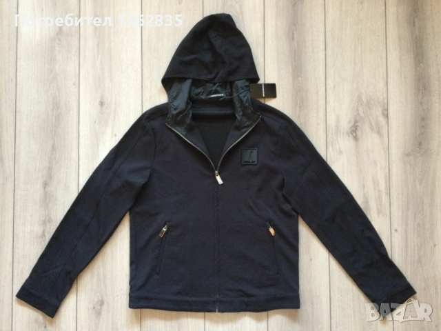 НОВ оригинален черен суичър яке EMPORIO ARMANI размер 54 / XL от Италия, снимка 3 - Суичъри - 52850611