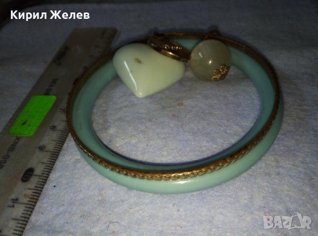 ЕФЕКТНА ДВОЙНА ВИНТИДЖ - АРТ ГРИВНА със СЪРЧИЦА и ПЕРЛИЧКА - БРОНЗ и СИНТЕТИКА 38859, снимка 12 - Гривни - 42116737