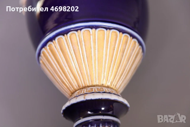 Прекрасна Майсен Meissen ваза кобалт и злато перфектна, снимка 2 - Вази - 53936084