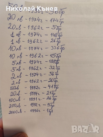 Продавам голямо количество стари Български банкноти и монети от соца!, снимка 3 - Нумизматика и бонистика - 54013468