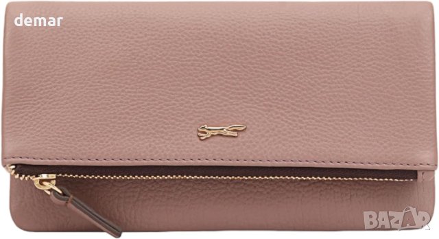 PAUL COSTELLOE Дамско кожено портмоне от естествена кожа с много слота и джобове, пепеляво лилаво