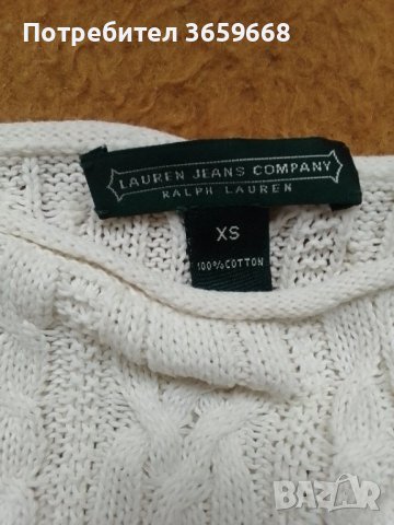 Дамски пуловер  Ралф Лорен, 100%памук,размер XS,цвят екрю., снимка 5 - Блузи с дълъг ръкав и пуловери - 39872639