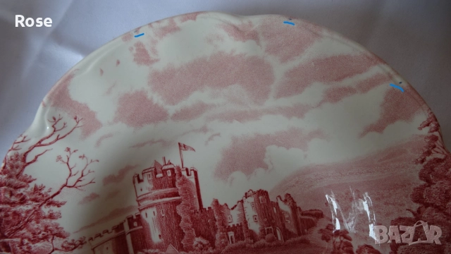 Порцелан винтидж - Англия Johnson Brothers розово-червено, снимка 10 - Чинии - 52217211