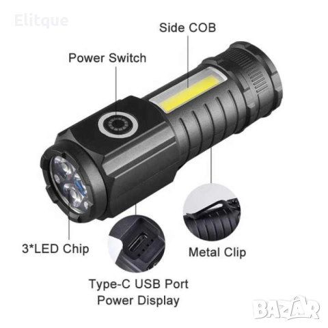 Супер мощно USB LED фенерче, снимка 8 - Други - 52778671