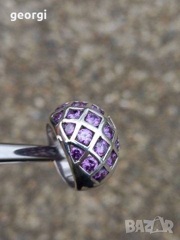 Дамски масивен сребърен пръстен с камъни
