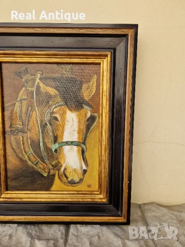 Прекрасна антикварна авторска картина масло върху платно , снимка 4 - Антикварни и старинни предмети - 50781969