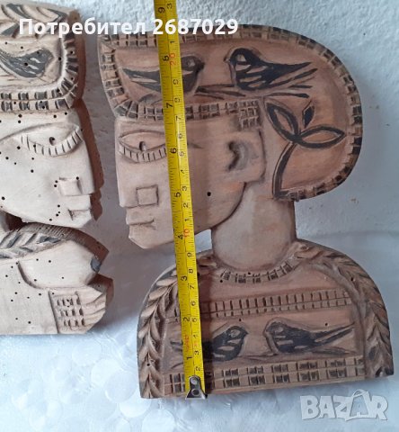 Различни глави: момче момиче 2 броя дървени, дърво дърворезба, пано глава, снимка 5 - Пана - 37587811