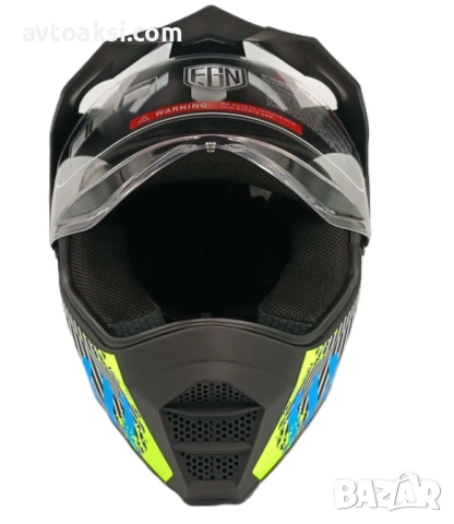 Каска Крос Мотор/Скутер/Бъги/Вело/АТВ с Визьор Два цвята, снимка 7 - Аксесоари и консумативи - 51985694