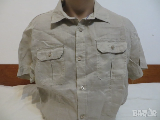 Мъжки ризи с къс ръкав от лен, снимка 11 - Ризи - 41314075