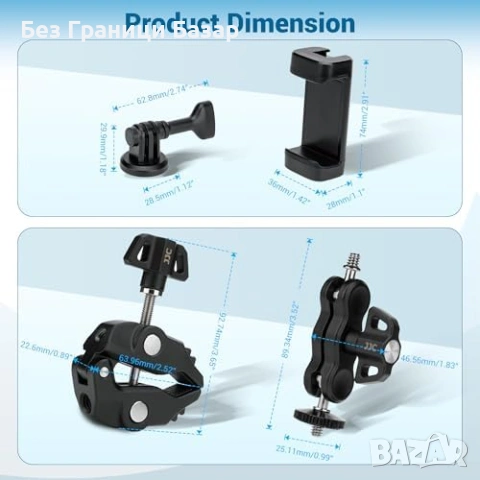 Нова Щипка JJC с magic arm за телефон, камера и екшън камера GoPro Insta360, снимка 9 - Чанти, стативи, аксесоари - 53915823