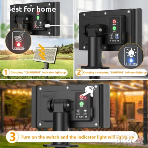 Външни лампички със соларен панел и акумулатор 15м , 25бр YOOULIT, снимка 3 - Други - 48455003