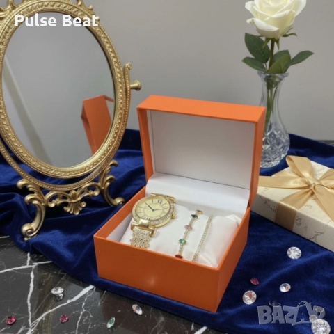 Дамски комплект 3-в-1: Елегантен часовник с две гривни в подаръчна кутия, снимка 3 - Дамски - 52056766