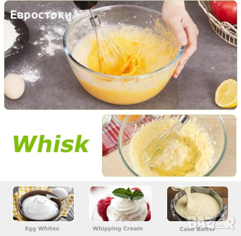 Ръчен блендер Bonsenkitchen от неръждаема стомана, 4-в-1 блендер 1000 W, 20 регулируеми скорости, снимка 2 - Блендери - 50703865